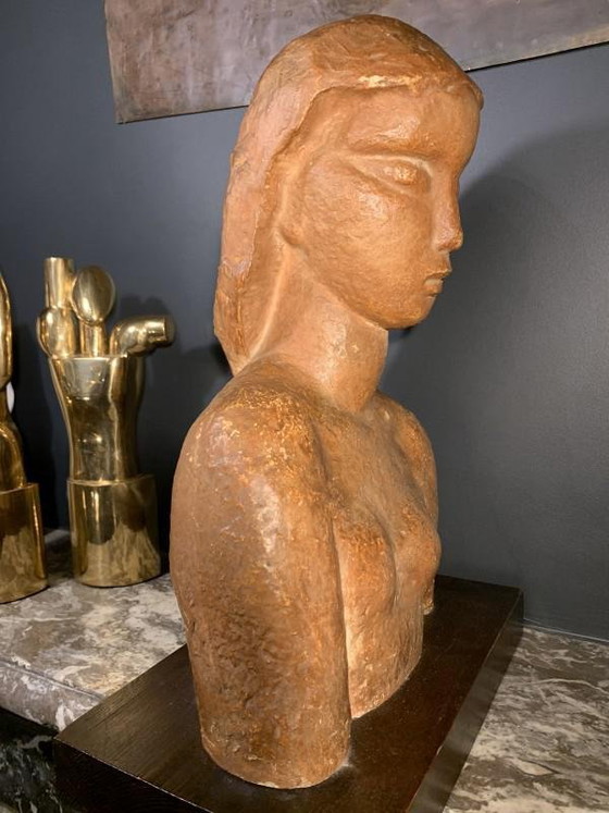 Sculpture Expressionniste Art Déco Buste de Femme Nue par Harry Elstrom, années 1940 – Art Deco (photo 14 of 18)