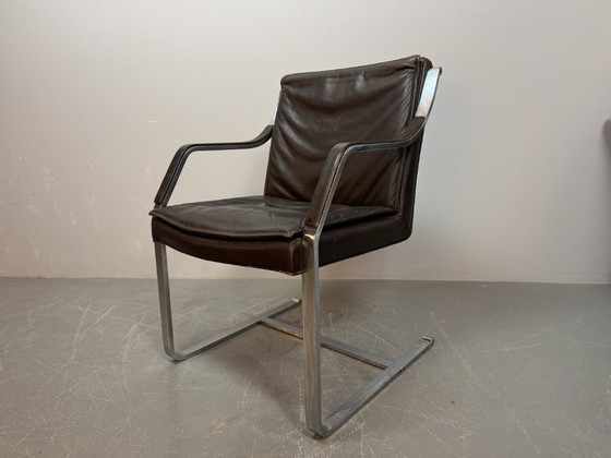 Image 1 of Mid-Century Design Set of Four Sled Leather Dining Chairs by Rudolf Glatzel for Walter Knoll, Germany 1960s 