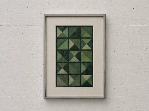 Geometric textile picture in an aluminum frame, 1970s