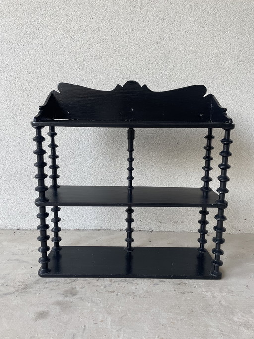 Vintage turned wood folk art spool rack