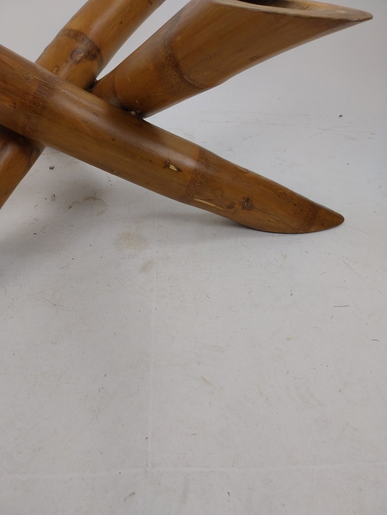 Image 1 of 1 x bamboe en glad salontafel 1970's 107 x 38cm 