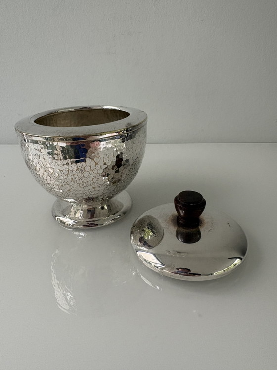 Art Deco Four-Piece Coffee and Tea Crockery | 1925-1930 | Hammered Silver-Plated Metal – Wood (photo 13 of 15)