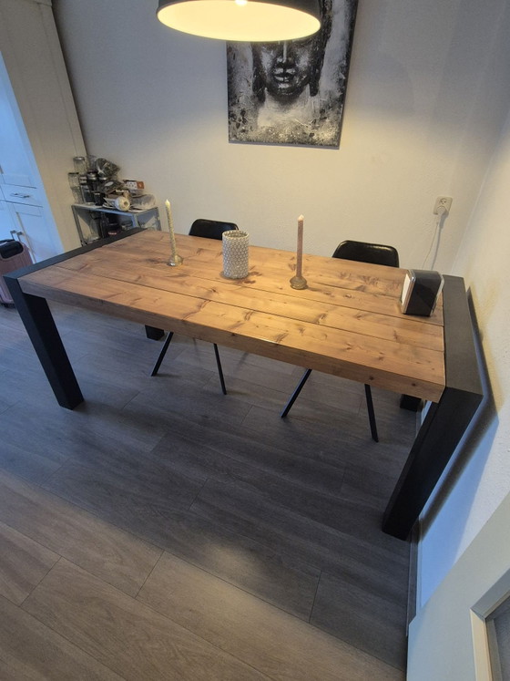 Solid wood industrial dining table. – Iron, Metal (photo 4 of 6)