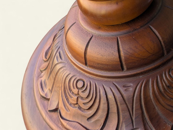 Image 1 of Raro portavasi tornito a mano – metà secolo, anni &#39;60/&#39;70, vero legno, inutilizzato, oggetto da collezione vintage