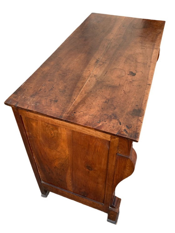 Image 1 of Kommode im Empire-Stil mit Griff aus massivem Nussbaumholz, 19. Jahrhundert