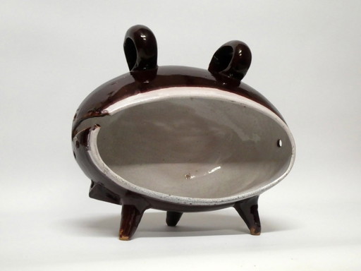 Bandeja para asar de terracota esmaltada antigua