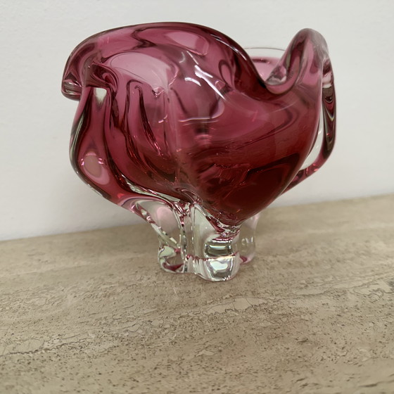 Image 1 of Mid Century Murano Glas Rosa Schale , 1970S