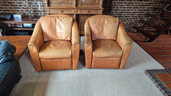 Set van 2 vintage clubstoelen van cognacbruin leer – Cuoietto Leather – Kok Wooninrichting Amersfoort (photo 2 of 19)