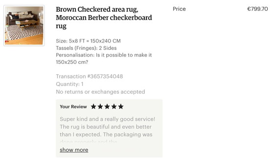 Image 1 of Handmade Moroccan checkerboard rug 240x160