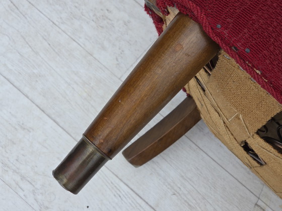 Image 1 of 1960s, fauteuil danois, état original, tissu en laine, pieds en bois de hêtre.