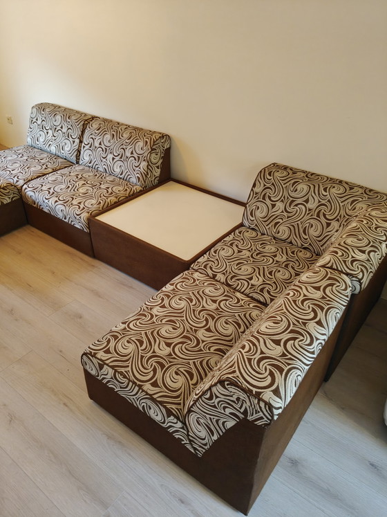 Image 1 of Vintage 70's space age design element sofa brown/cream