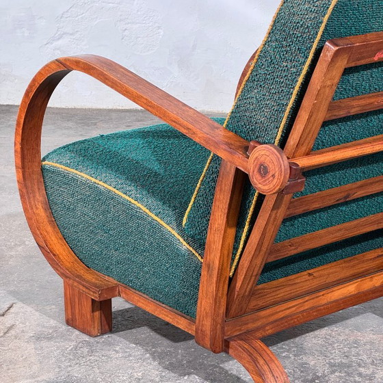 Poltrona Art Déco con schienale regolabile, Cecoslovacchia, anni '30 – Poltrone, Tessile, Legno (photo 9 of 14)