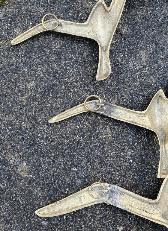 Image 1 of 3x Messing vogel wanddecoratie 