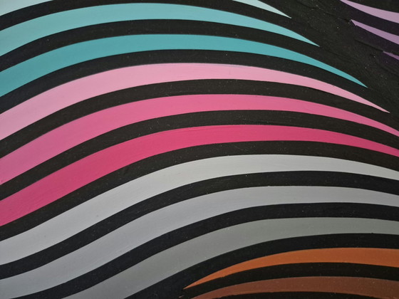 Waves – Dipinto Astratto Colorato 94 x 94 cm – Dipinti e disegni, Mdf (photo 6 of 6)