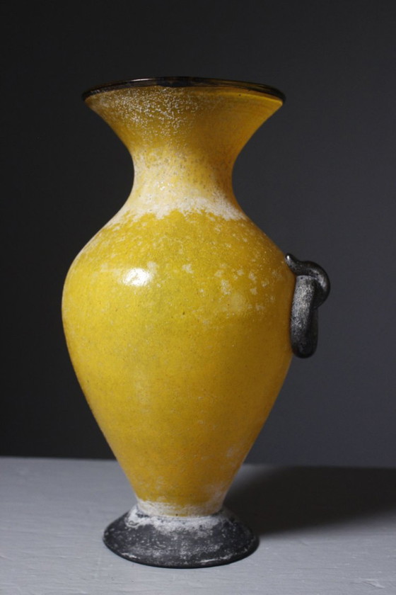 Vintage Murano Glass Blown Glass Vase, Scavo Technique, Italy, 1980s (photo 5 of 10)