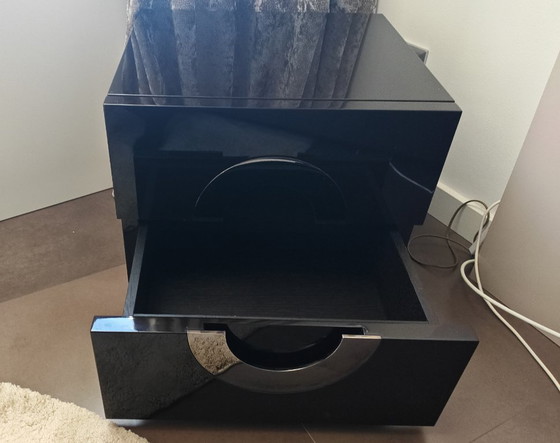 Image 1 of 2 x Minotti Archipenko Nachttische mit 2 Schubladen, Hochglanzlack Mokka