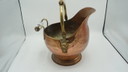 COPPER DUTCH HELMET COAL ASH SCUTLLE BUCKET DELFT BLUE HANDLE BRASS LION HEAD