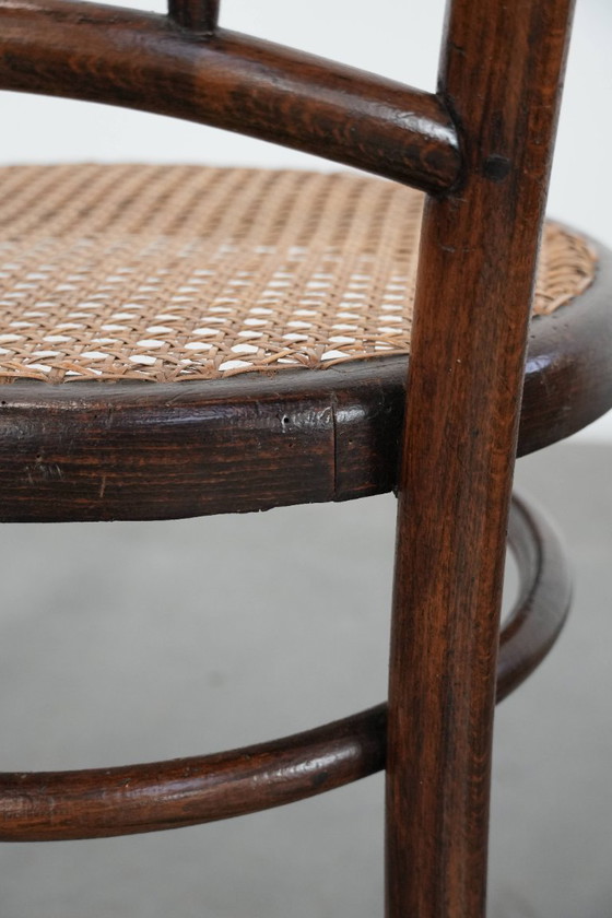 Image 1 of 4 x Wooden vintage bistro chair Jacob & Josef Kohn Wien with a wicker seat