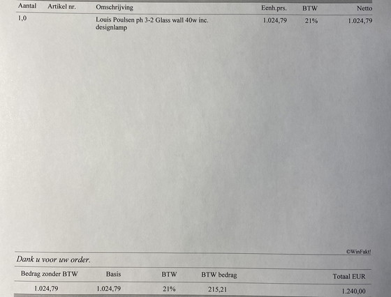 Image 1 of Louis Poulsen ph 3-2 Glass wall 40w inc, cl ||