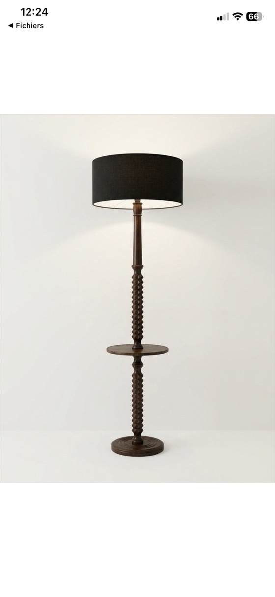 Massief Eiken Lees Vloerlamp Charles Dudouyt – Vloerlampen, Wood (photo 3 of 7)