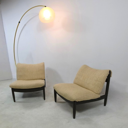 Ensemble de 2 fauteuils lounge Carl Straub, revêtement en laine années 60, style brutaliste