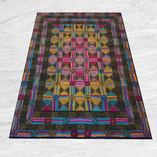 Magnifique tapis géométrique italien en laine des années 1980, signé Missoni pour T&J Vestor