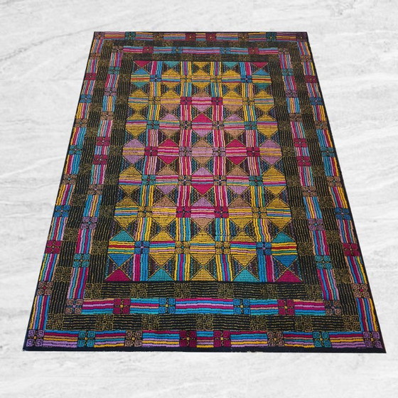 Image 1 of Magnifique tapis géométrique italien en laine des années 1980, signé Missoni pour T&J Vestor