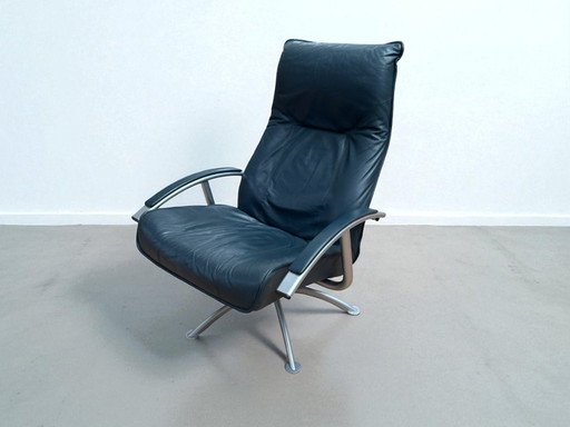 Kebe design recliner - blue leather, 1980s