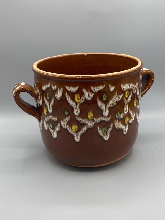 Maceta grande de cerámica con dos asas de Digoin – decoración esmaltada – Loza, Ceramic, Modern (photo 3 of 8)