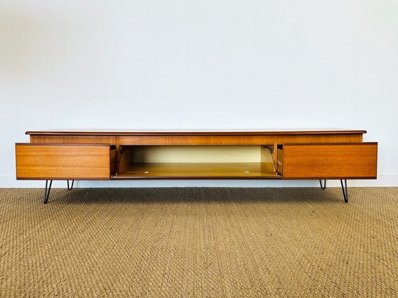 Image 1 of Low Scandinavian teak sideboard with hairpin legs, 1960