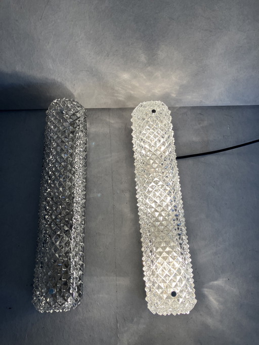 Beautiful prism crystal sconces by Glashütte Limburg