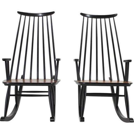 Image 1 of Pair of vintage Varjosen Puunjalostus beechwood rocking chairs, Finland 1960s