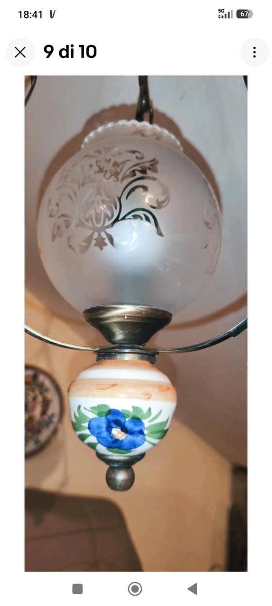 Vintage Tuscan Maremma Lantern Style Pendant Light – Pendant lamps, Ceramic, Glass (photo 8 of 9)