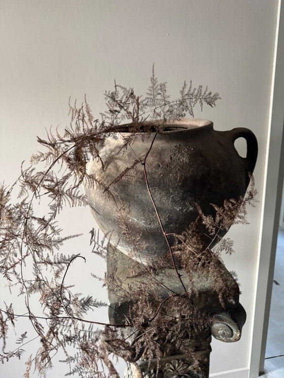 Image 1 of Unique French Pedestal - Column with Stunning Patina and Ornaments