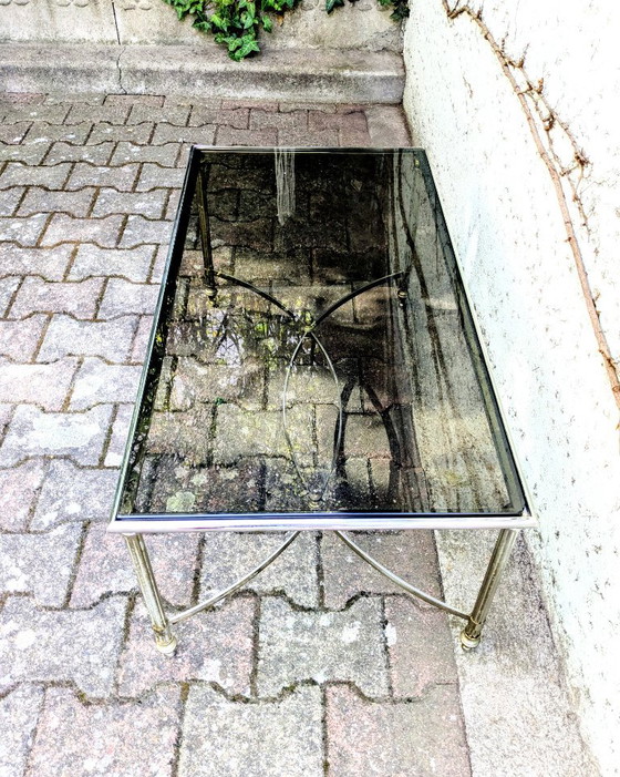Metal and smoked glass coffee table (photo 4 of 8)