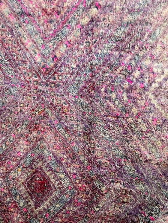 Image 1 of Boujad tapijt 210x390 cm – Vintage Marokkaans tapijt – Groot handgemaakt wollen vloerkleed