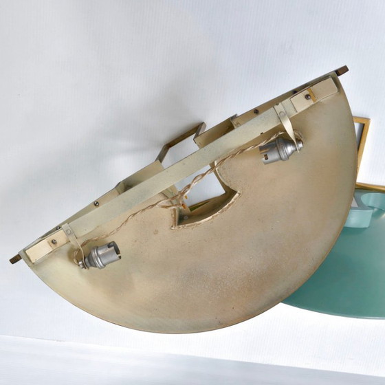 Image 1 of PAIR OF VINTAGE 1940s-1950s METAL & BRASS WALL LIGHTS BY JEAN PERZEL JULES LELEU