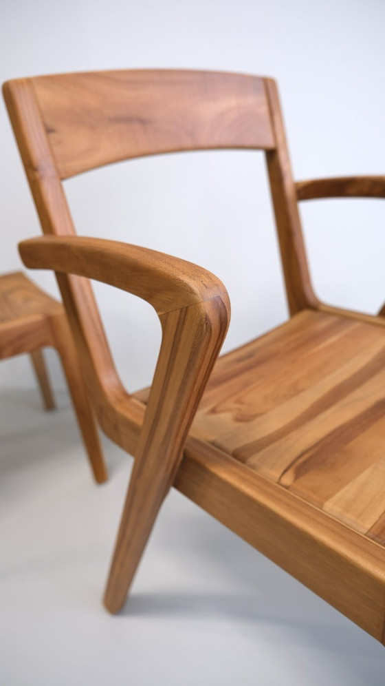 Image 1 of Set of 6 - Handmade Dining Chairs – Stackable in pairs