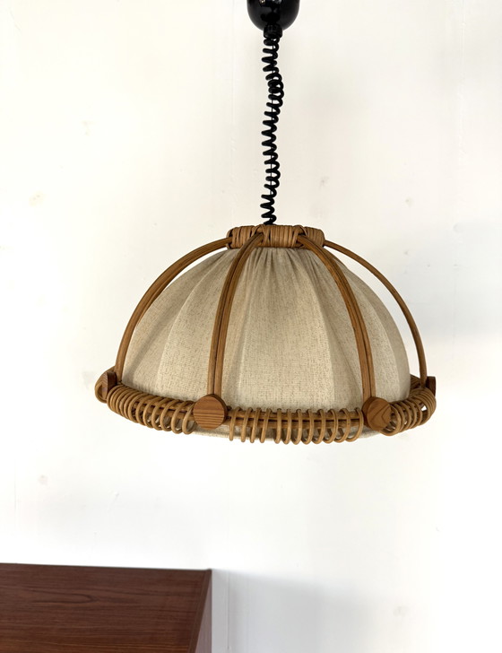 Image 1 of Suspension vintage en rotin des années 60