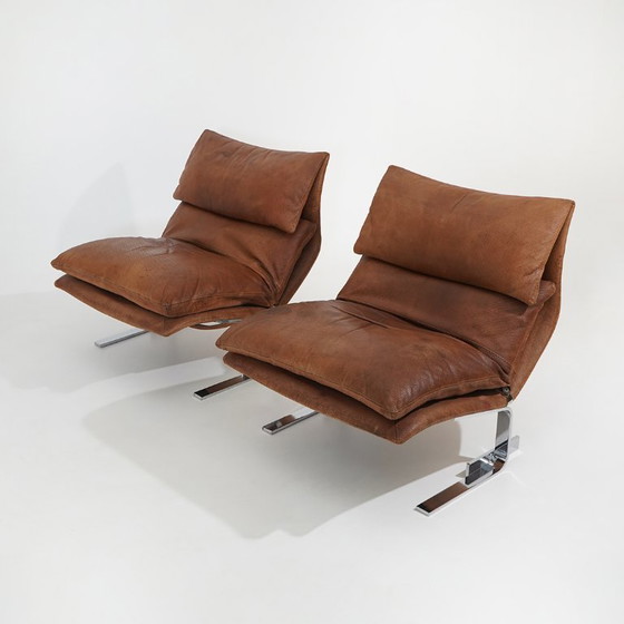 Image 1 of Een paar “Onda” fauteuils van Giovanni Offredi voor Saporiti, jaren 70.