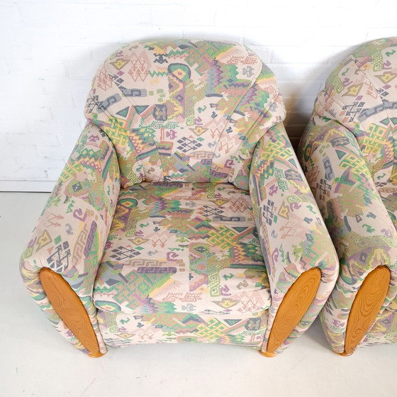 2x vintage armchair Art Deco style 80s – Textile, Wood (photo 6 of 9)