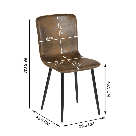 Image 1 of 4x Urban Meuble Manger Chaises Vintage Marron Suède Pied Noir