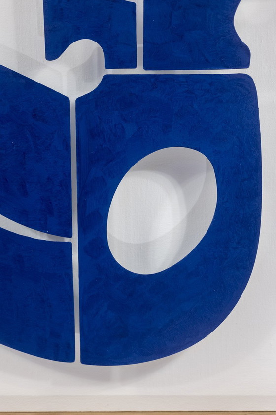 Image 1 of Eva" Decorative Panel in Blue Lacquered Metal. Contemporary work.
