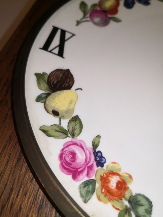 Image 1 of Rare Vintage Retro Wood and Porcelain Clock from Paris / 1970's