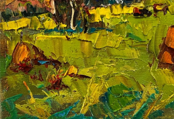Image 1 of Original Oil Painting Summer Nature Landscape Sunny Day In The Field