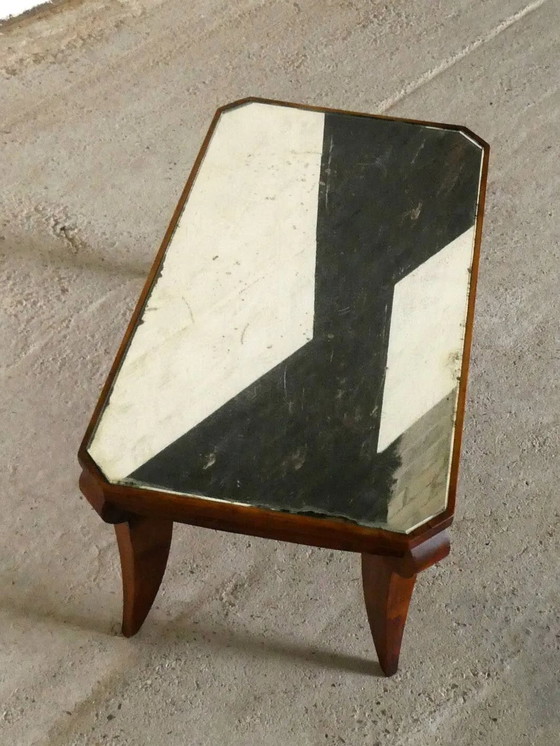 Art Deco coffee table in walnut and mirror, 1940 – Wood (photo 5 of 10)