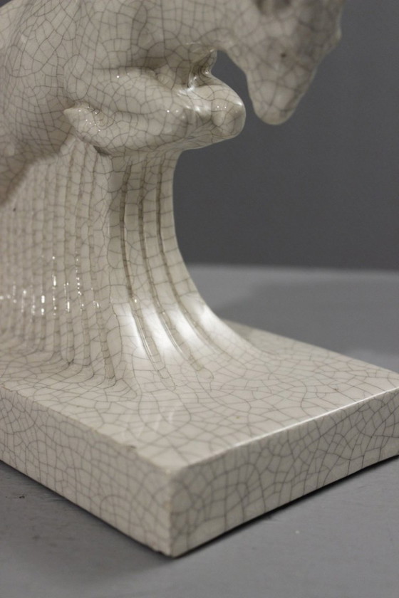 Image 1 of René Meynial - Cracked Art Deco Period Charging Aries France 1930s