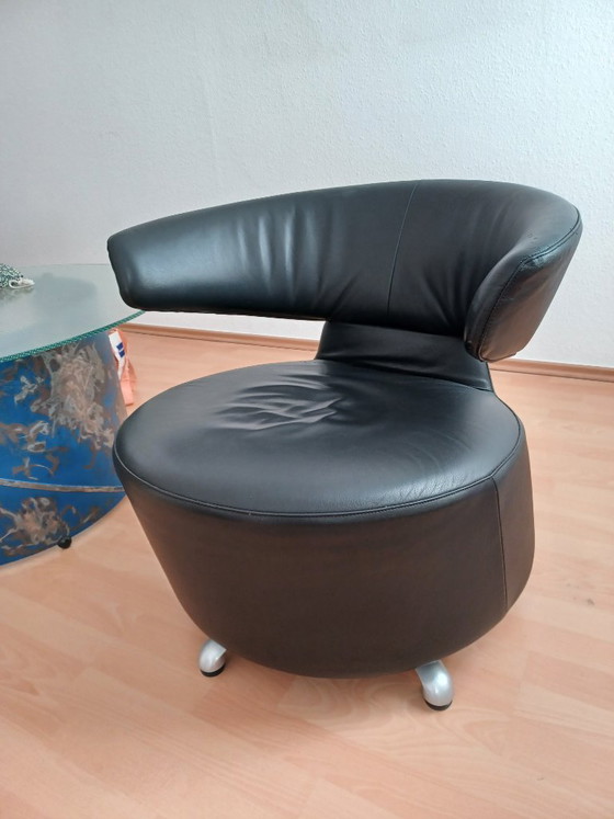 Image 1 of Cassina Leder-Sessel Trilogie:  Aki, Biki,Canta in Schwarz, Designer Toshiyuki Kita