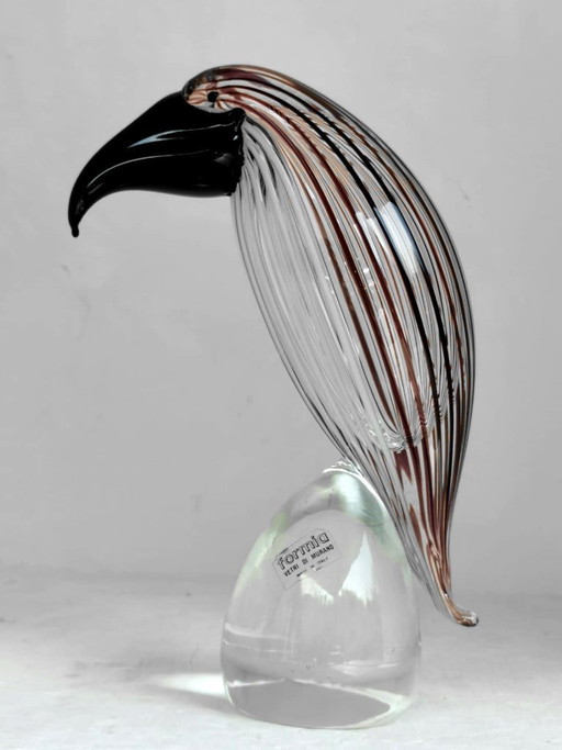Design de production Formia Murano Italie années 70, oiseau dans la route de verre