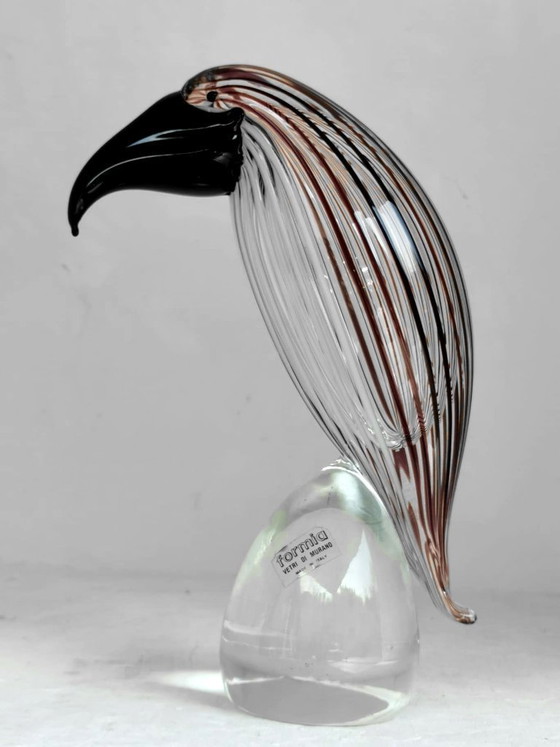 Image 1 of Design de production Formia Murano Italie années 70, oiseau dans la route de verre